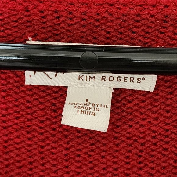 Kim Roger's Red Cable Knit Sweater 2 Button Front Closure. Women's Size L - Picture 4 of 9